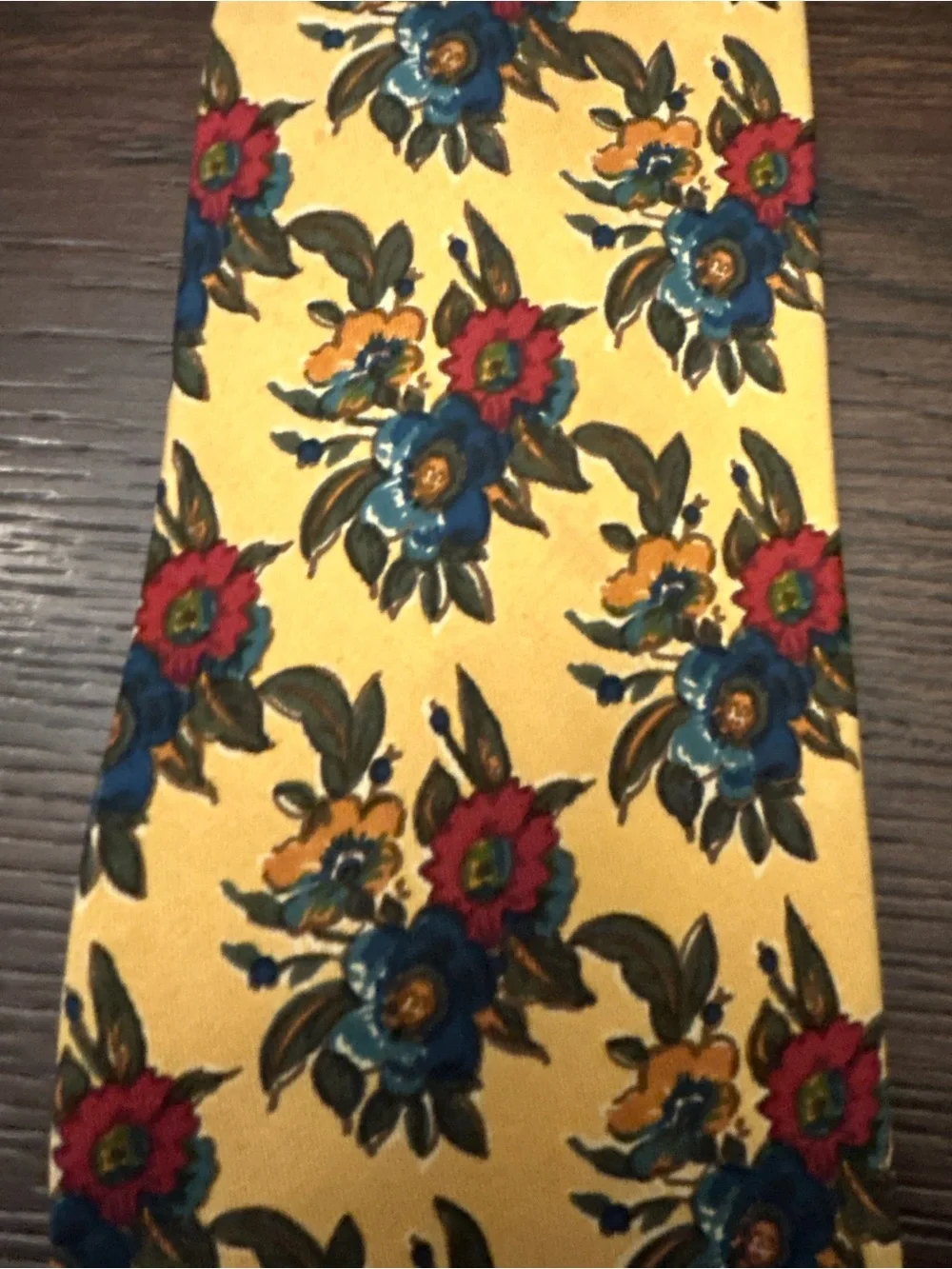 Vintage Brooks Brothers Makers Floral Silk Necktie Yellow USA Made All Silk Tie